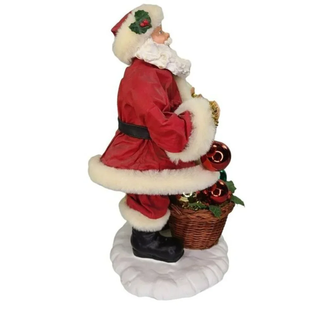 Possible Dreams‎ Santa Claus Holding Ornaments Fabric Clothtique Basket Vintage